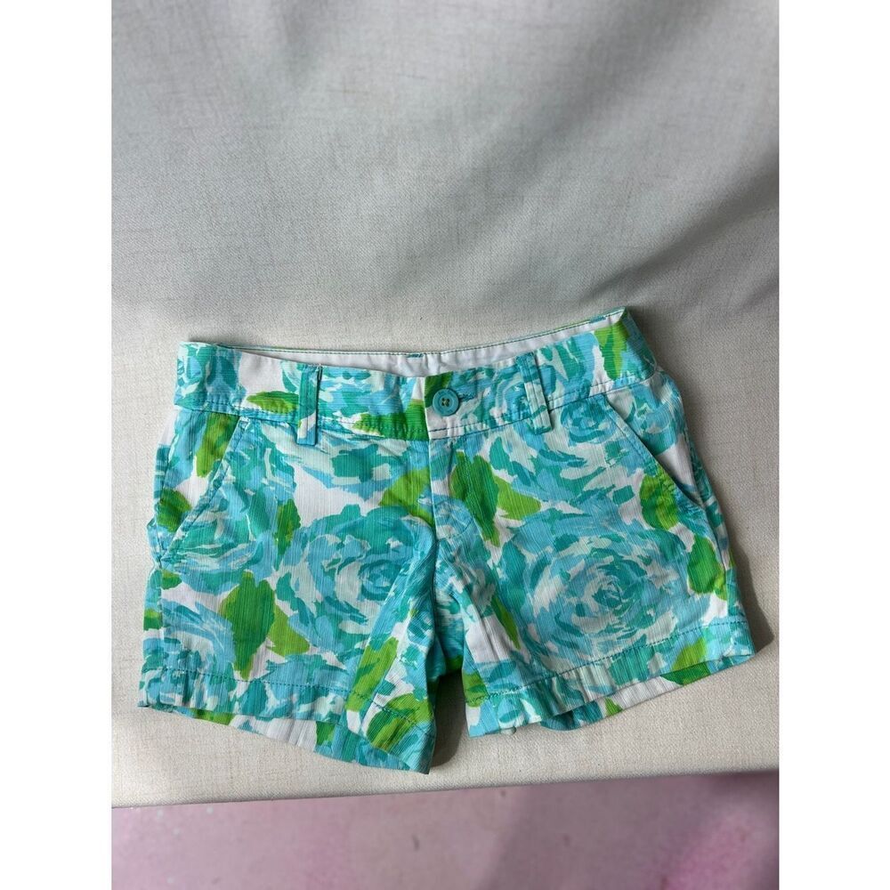 Lilly Pulitzer Callahan Shorts Women’s 00 Blue Green First Impressions Print